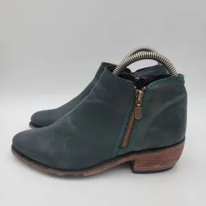 Liberty Black Booties Women's Size 7.5 Teal Leather Side Zipper Boots 711137