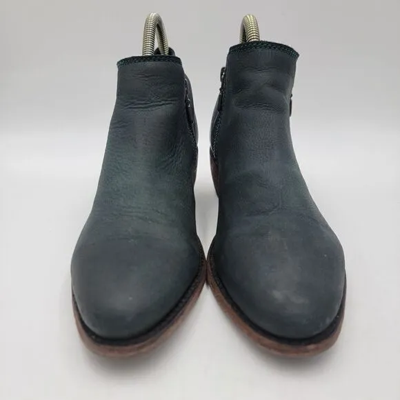 Liberty Black Booties Women's Size 7.5 Teal Leather Side Zipper Boots 711137