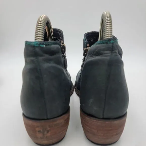 Liberty Black Booties Women's Size 7.5 Teal Leather Side Zipper Boots 711137