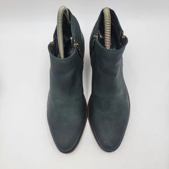 Liberty Black Booties Women's Size 7.5 Teal Leather Side Zipper Boots 711137