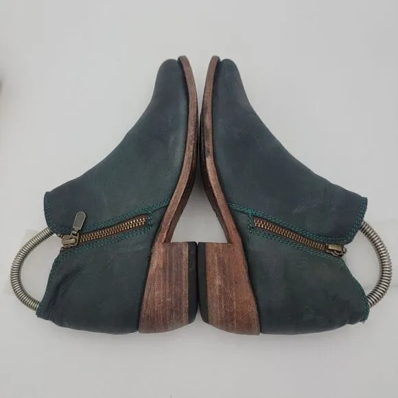 Liberty Black Booties Women's Size 7.5 Teal Leather Side Zipper Boots 711137