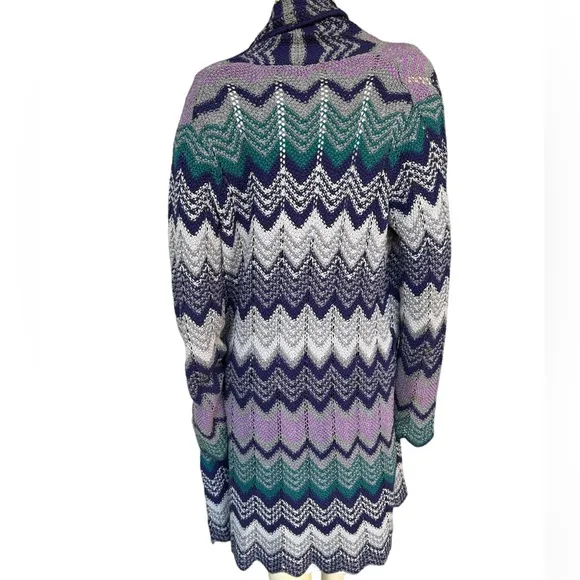 Liz &amp; Co Womens Large Chevron Coat Sweater Long Duster