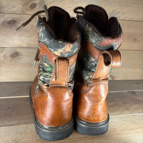 ll bean mens size 10 wide shoes brown leather waterproof camo hunting boots