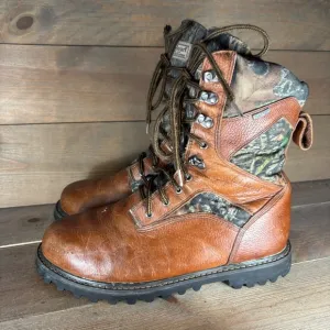 ll bean mens size 10 wide shoes brown leather waterproof camo hunting boots