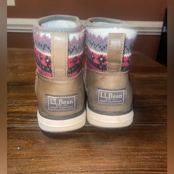 LL Bean Womens Mountain Lodge Olive Green Ankle Snow Boots Shoes Size 6M