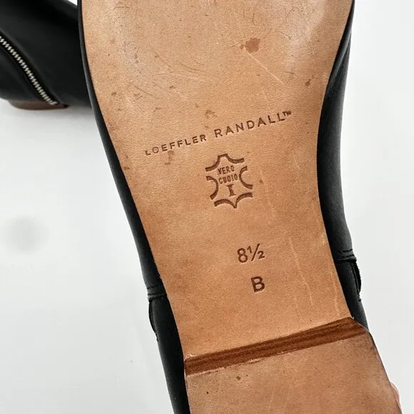 Loeffler Randall Astrid Oiled Leather Black Booties Boots Flats Shoes 8.5