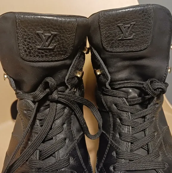 Louis Vuitton  High-Top Sneakers leather embossed  monogram suede Mileni…