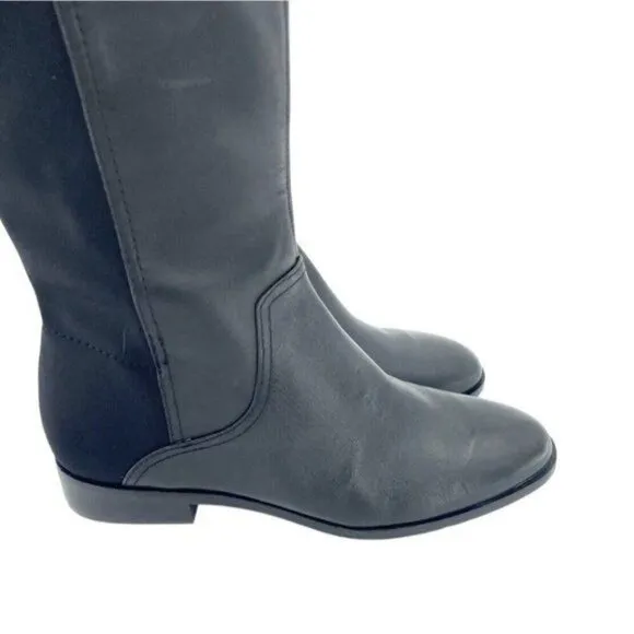 LOUISE ET CIE Verdi Black Leather Stretch Knee High Boots Black SZ 5.5 NEW