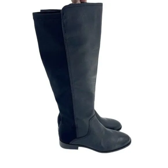 LOUISE ET CIE Verdi Black Leather Stretch Knee High Boots Black SZ 5.5 NEW