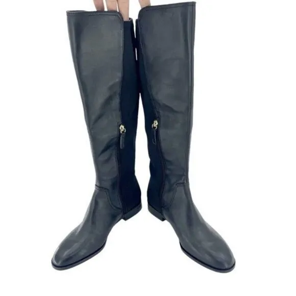 LOUISE ET CIE Verdi Black Leather Stretch Knee High Boots Black SZ 5.5 NEW