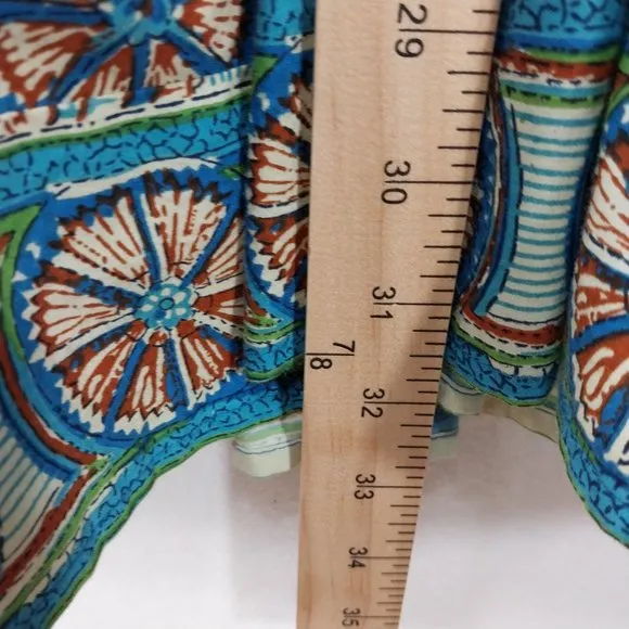 Love the Label Anthropologie Dress XS Blue Mini Floral Boho Smocked Ruffle Pocke