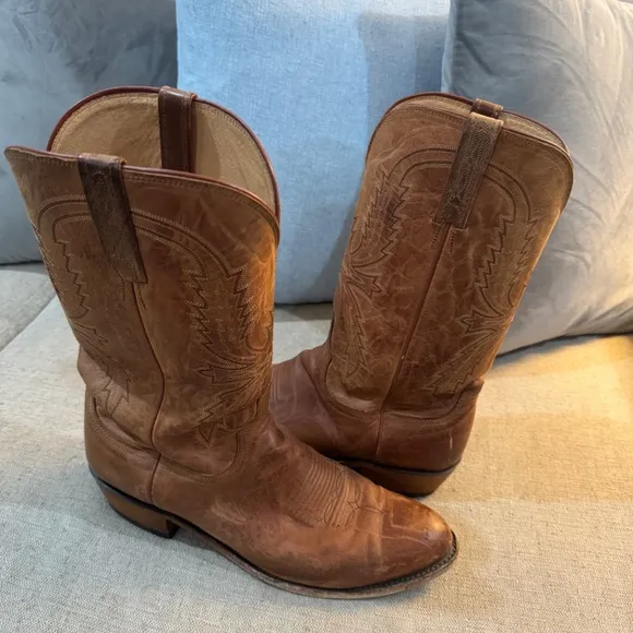 Lucchese Crayton Boots Mens 13D Brown Leather Cowboy N7647 R4