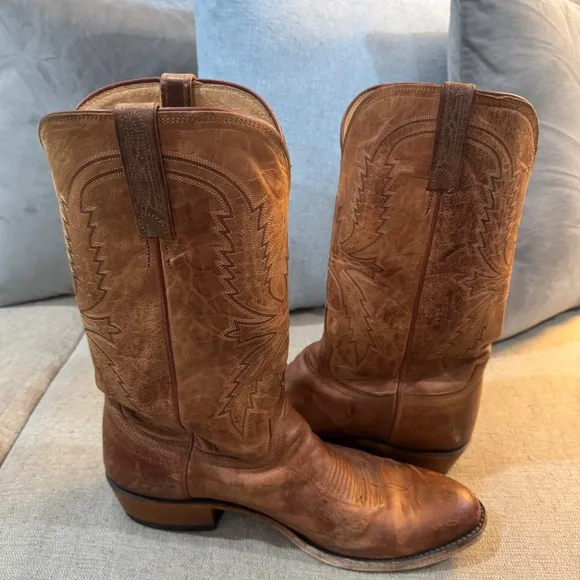 Lucchese Crayton Boots Mens 13D Brown Leather Cowboy N7647 R4