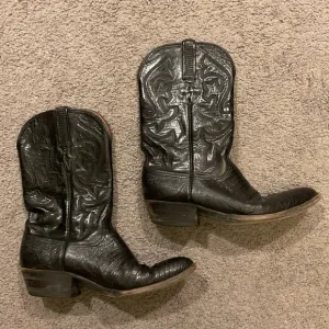 LUCCHESE Vintage Men’s Lizard Black Leather Cowboy Western Boots Shoes sz 10 1/2