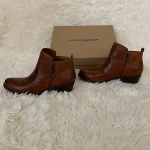 Lucky Brand Basel Brown Leather Ankle Boots