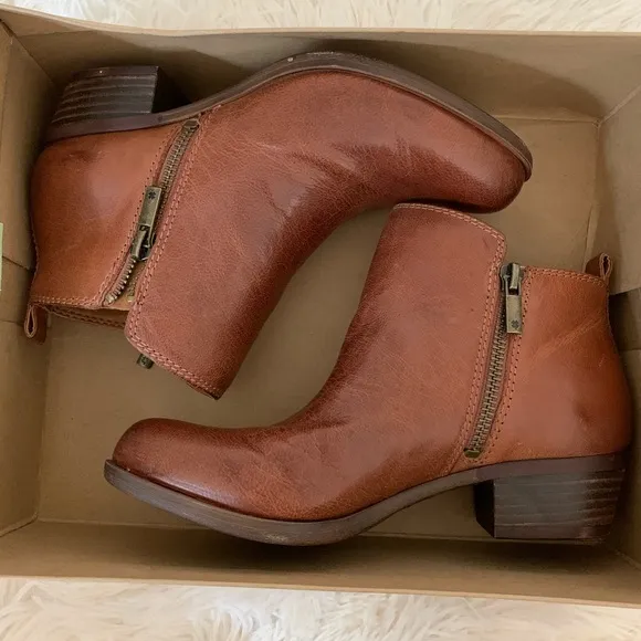 Lucky Brand Basel Brown Leather Ankle Boots