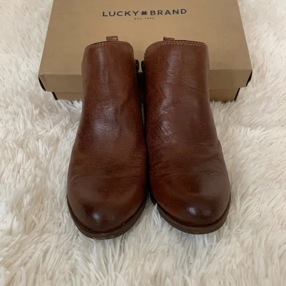 Lucky Brand Basel Brown Leather Ankle Boots