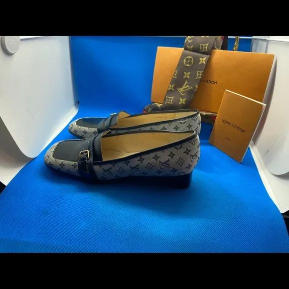 LV Monogram  Mini lin/Denim Leather &amp; canvas Shoes loafers