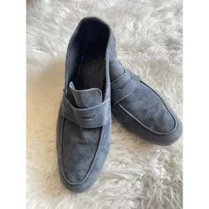M. Gemi Handmade Italian Loafers EU 40 US 9 Blue Soft Suede Driving Shoes