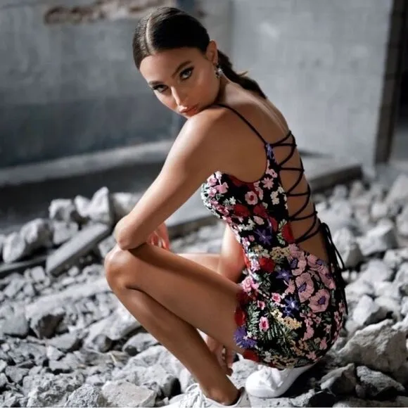 Mac Duggal Floral Lace Mini Dress 4