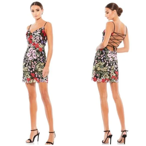 Mac Duggal Floral Lace Mini Dress 4