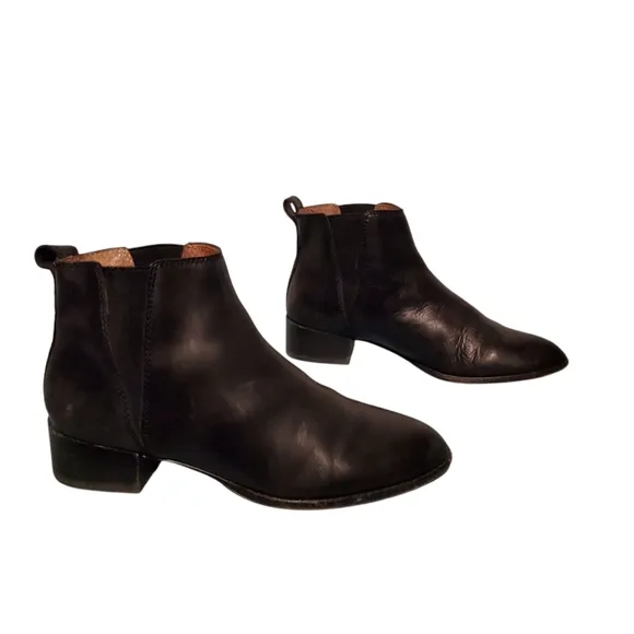 Madewell Black Leather Chelsea Ankle Booties Boots Women's Size 7