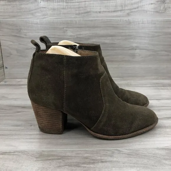 Madewell Booties Womens 6.5 Brenner Brown Suede Heeled Ankle Boots