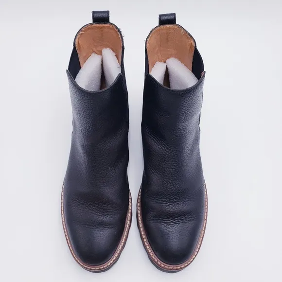 Madewell Citywalk Lug Sole Chelsea Boot Black Leather Women's Size 10