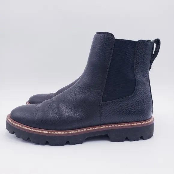 Madewell Citywalk Lug Sole Chelsea Boot Black Leather Women's Size 10