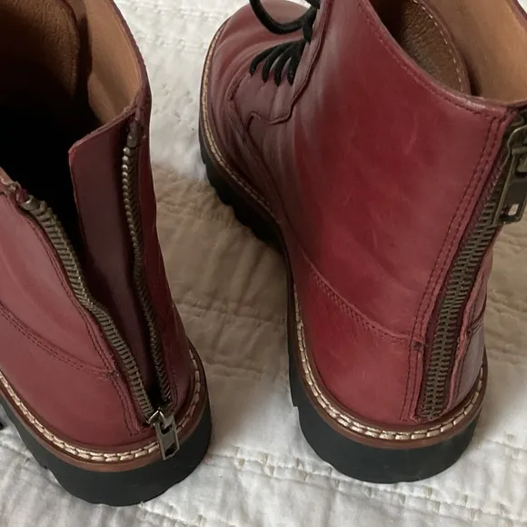 Madewell Citywalk Lugsole Lace Up Boots Rusted Burgundy Leather Women 7
