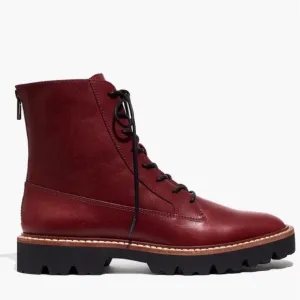 Madewell Citywalk Lugsole Lace Up Boots Rusted Burgundy Leather Women 7