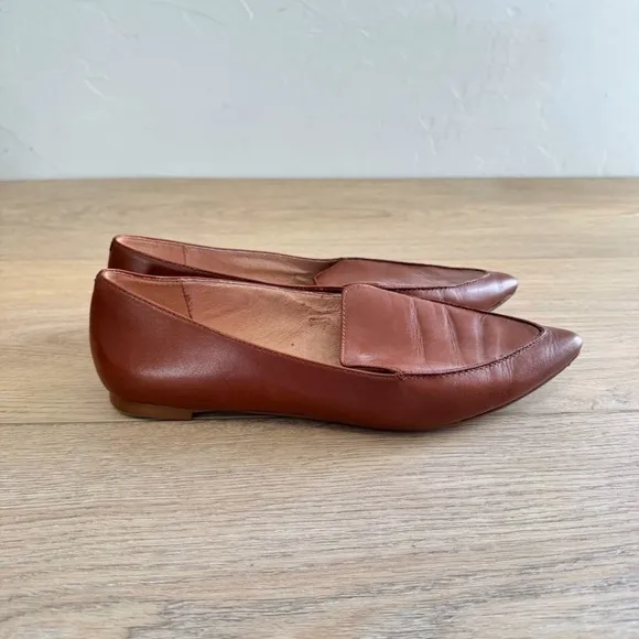 Madewell Frances Brown Burnished Leather Mule Loafers Shoes size 8.5