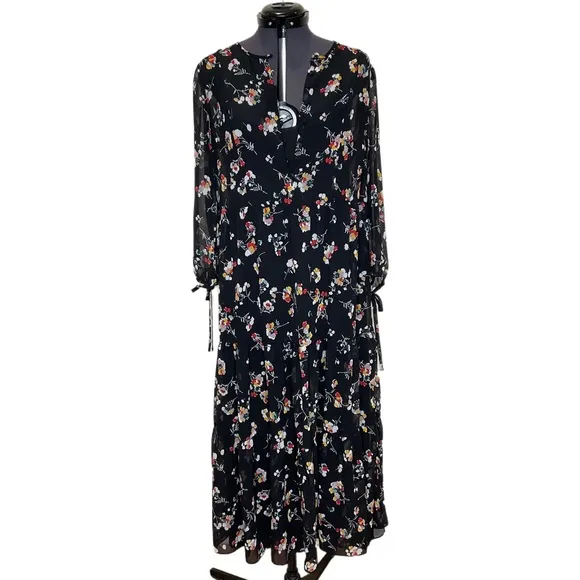 Madewell Sheer Button-Front Tier Midi Dress