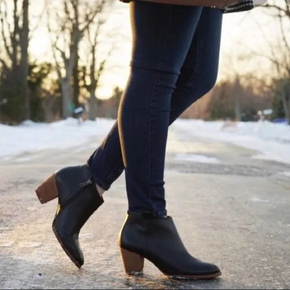 Madewell The Billie Ankle Black Leather Boots Botties Black Shoes 9.5 Casual