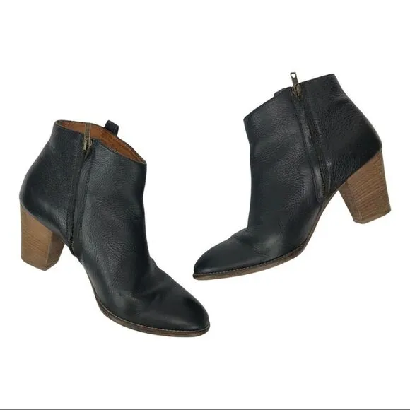 Madewell The Billie Ankle Black Leather Boots Botties Black Shoes 9.5 Casual