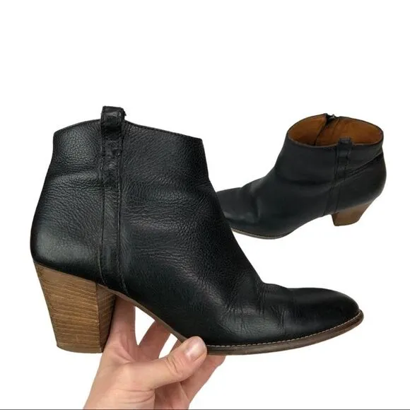 Madewell The Billie Ankle Black Leather Boots Botties Black Shoes 9.5 Casual