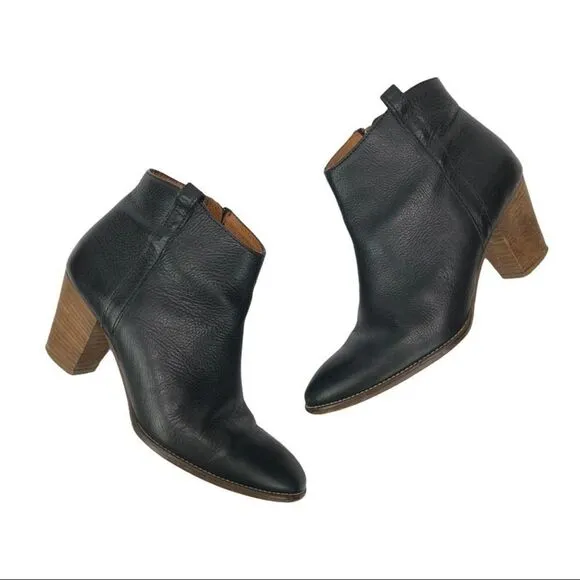 Madewell The Billie Ankle Black Leather Boots Botties Black Shoes 9.5 Casual