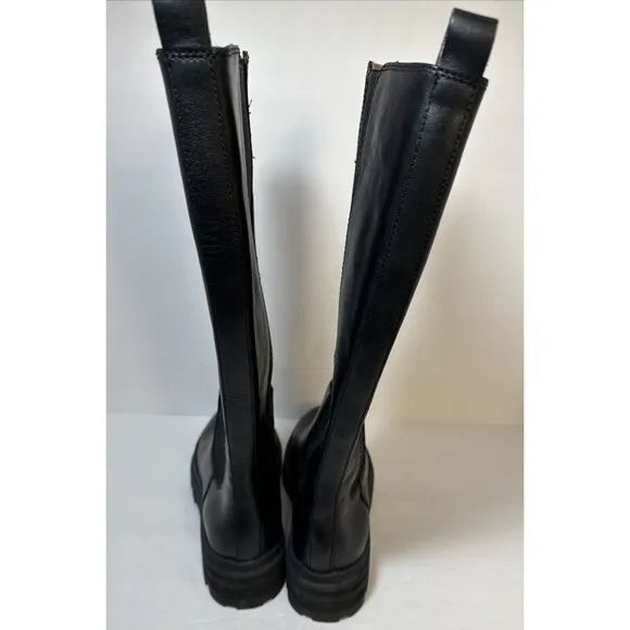 MADEWELL Women's MSRP $348 True Black The Poppy Tall Lugsole Boot SZ 7.5-M NH212