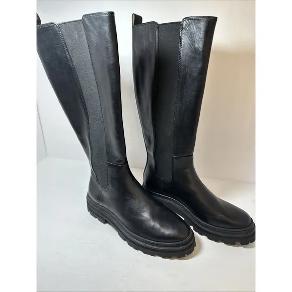 MADEWELL Women's MSRP $348 True Black The Poppy Tall Lugsole Boot SZ 7.5-M NH212