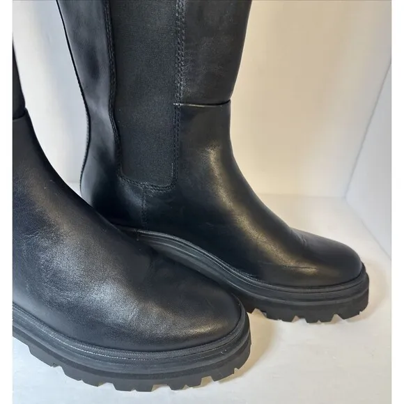 MADEWELL Women's MSRP $348 True Black The Poppy Tall Lugsole Boot SZ 7.5-M NH212