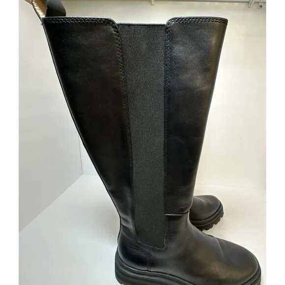 MADEWELL Women's MSRP $348 True Black The Poppy Tall Lugsole Boot SZ 7.5-M NH212