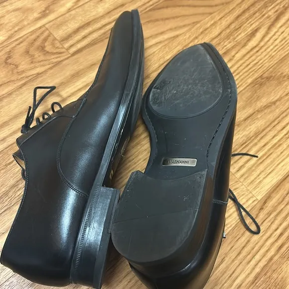 Magnanni Black  Leather Lace Up Dress Shoes Size 10 M