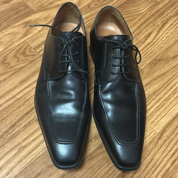 Magnanni Black  Leather Lace Up Dress Shoes Size 10 M