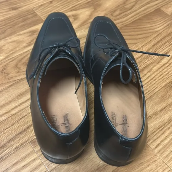 Magnanni Black  Leather Lace Up Dress Shoes Size 10 M