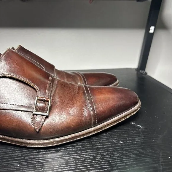 Magnanni Mens Size 13 M Monk Strap Dress Shoes Brown Leather