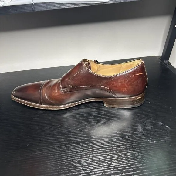 Magnanni Mens Size 13 M Monk Strap Dress Shoes Brown Leather
