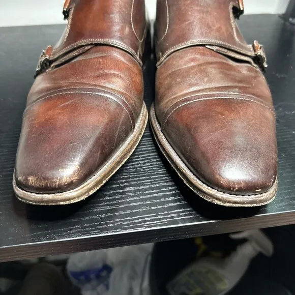 Magnanni Mens Size 13 M Monk Strap Dress Shoes Brown Leather