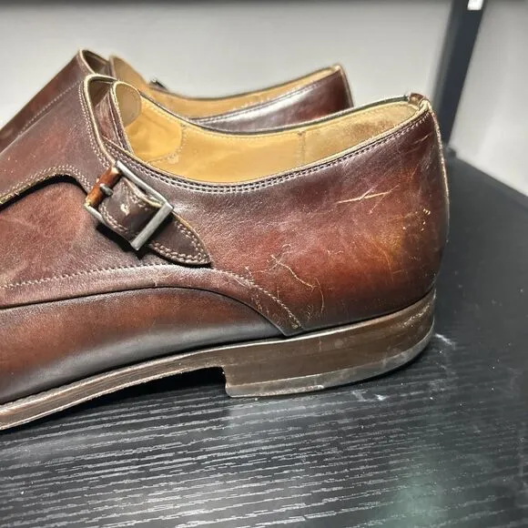 Magnanni Mens Size 13 M Monk Strap Dress Shoes Brown Leather