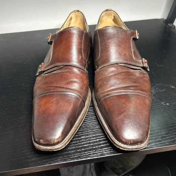 Magnanni Mens Size 13 M Monk Strap Dress Shoes Brown Leather