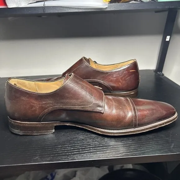 Magnanni Mens Size 13 M Monk Strap Dress Shoes Brown Leather